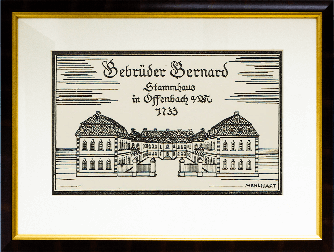 gezeichnetes Bild des Stammhauses in Offenbach 1733
